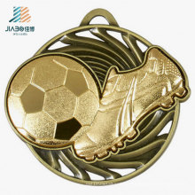 Free Design Zinc Alloy 3D Rasied Bronze Metal Soccer Medal